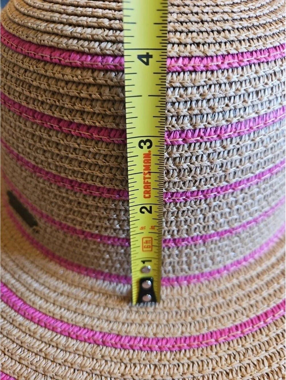 Nicole Miller New York Sun Hat Womens Tan Pink Wide Brim Packable NWT One Size